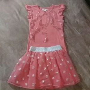 Adorable corral polka dot shirt and matching shirt